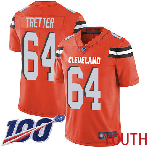 Cleveland Browns JC Tretter Youth Orange Limited Jersey #64 NFL Football Alternate 100th Season Vapor Untouchable->youth nfl jersey->Youth Jersey